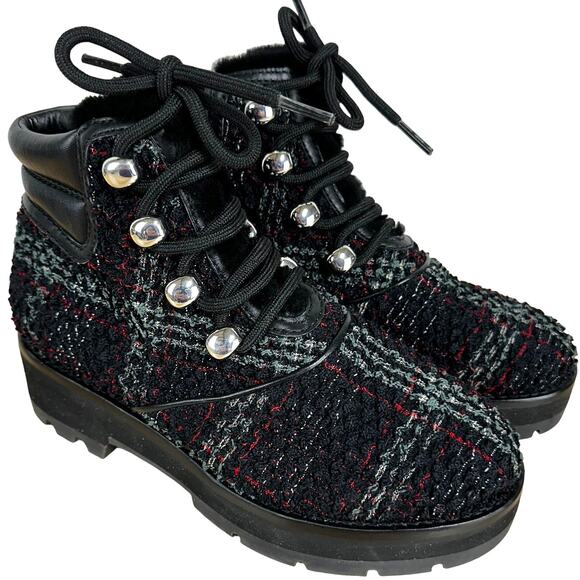 3.1 Phillip Lim NWOB Dylan Lace Up Plaid Hiking Boots Women's Size 37 (US 7) - Picture 1 of 9